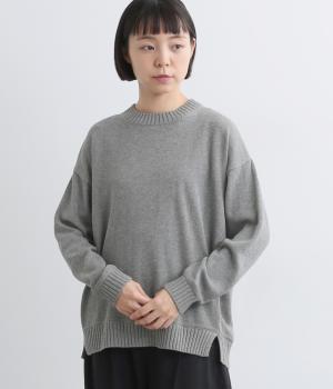 コットン 前後差サイド切替スリットプルオーバー(杢グレー-F)