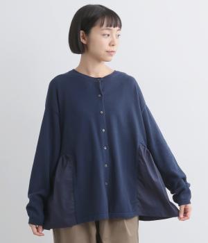 サイド布帛切替 2wayカーディガン(ネイビー-F)