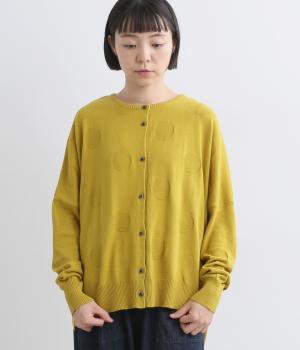 ドットジャカード 前後差カーディガン(マスタード-F)