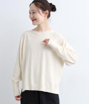 カシミヤ混 前後差ラグランプルオーバー(エクリュ-F)