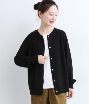 カシミヤ混 ラグランカーディガン(ブラック-F)