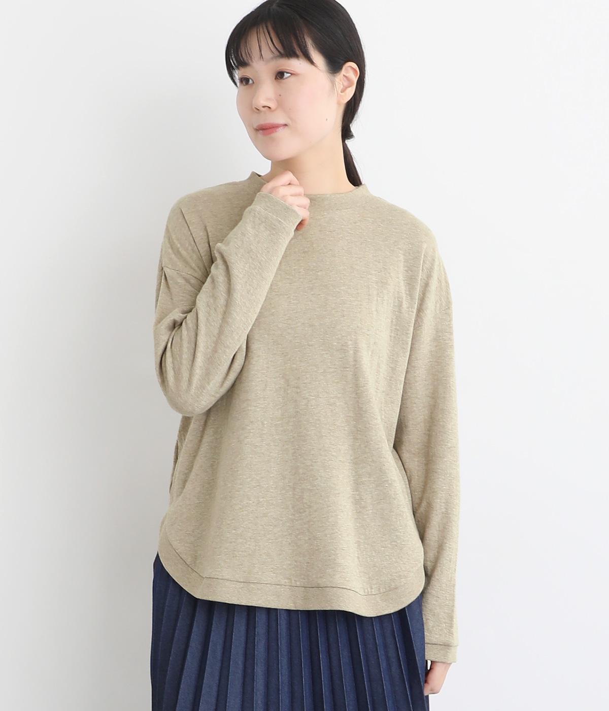 スーピマコットン接結ラウンドヘムプルオーバー(トップベージュ-F)