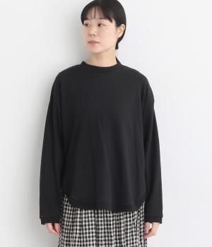 スーピマコットン接結ラウンドヘムプルオーバー(ブラック-F)