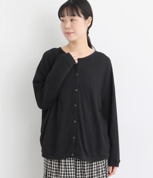 スーピマコットン接結2wayドルマンカーディガン(ブラック-F)