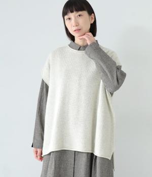 ラムナイロン 鹿の子 ワイドドロップベスト(オートミール-F)