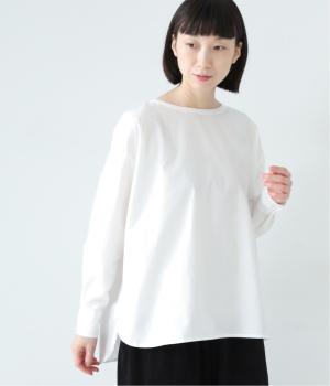 コットンブロード前後差裾ラウンドレイヤードシャツプルオーバー(オフホワイト-F)