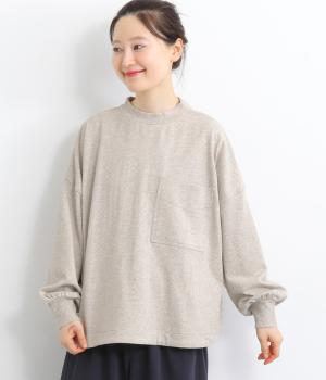 天竺RIB使いラウンドヘムプルオーバー(トップベージュ-F)