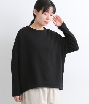 コットン混ダンボールニットワイドプルオーバー(ブラック-F)