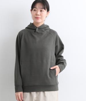 コットン混ダンボールニットフーディ―プルオーバー(チャコール-F)