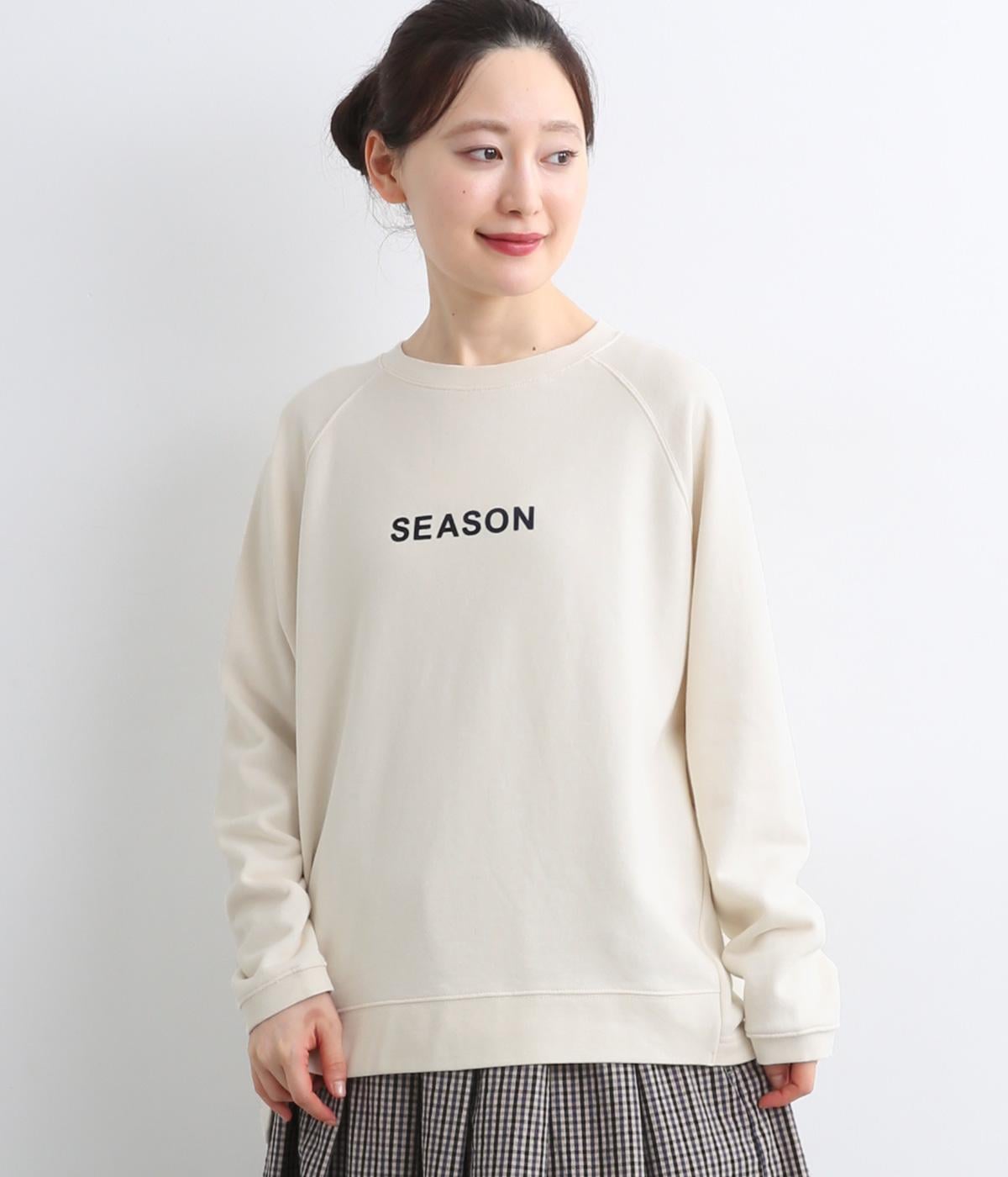 リバイバル裏毛前後差ロゴプリントラグランプルオーバー(キナリ-F)