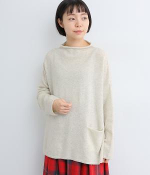 ラムナイロン ボトルネックワイドプルオーバー(オートミール-F)