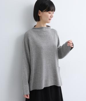 ラムナイロン ボトルネックワイドプルオーバー(杢グレー-F)