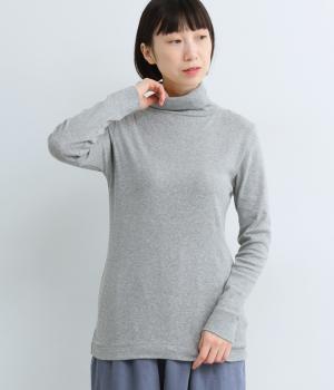 スーピマコットンフライスタートルネックロングTシャツ(杢グレー-F)