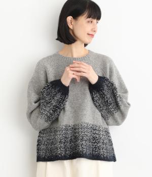 マシュマロヤーン 裾ジャカードラグランプルオーバー(トップグレー-F)