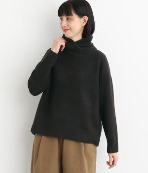 マシュマロヤーン ショールカラープルオーバー(ブラック-F)