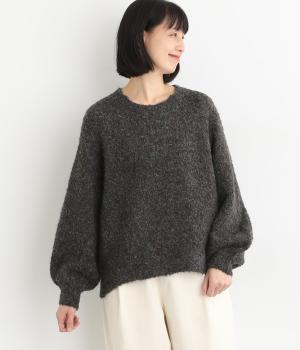 カラーネップ 前後差パフ袖ラグランプルオーバー(チャコールグレー-F)