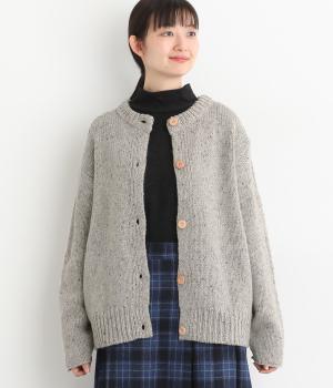 カラーネップ クルーネックカーディガン(グレー-F)