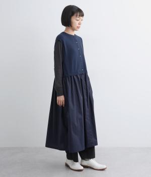 布帛切替 2wayジレワンピース(ネイビー-F)