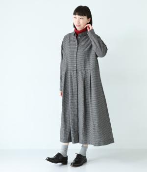 コットンリネン先染め切替シャツワンピース(マイクロチェック-F)