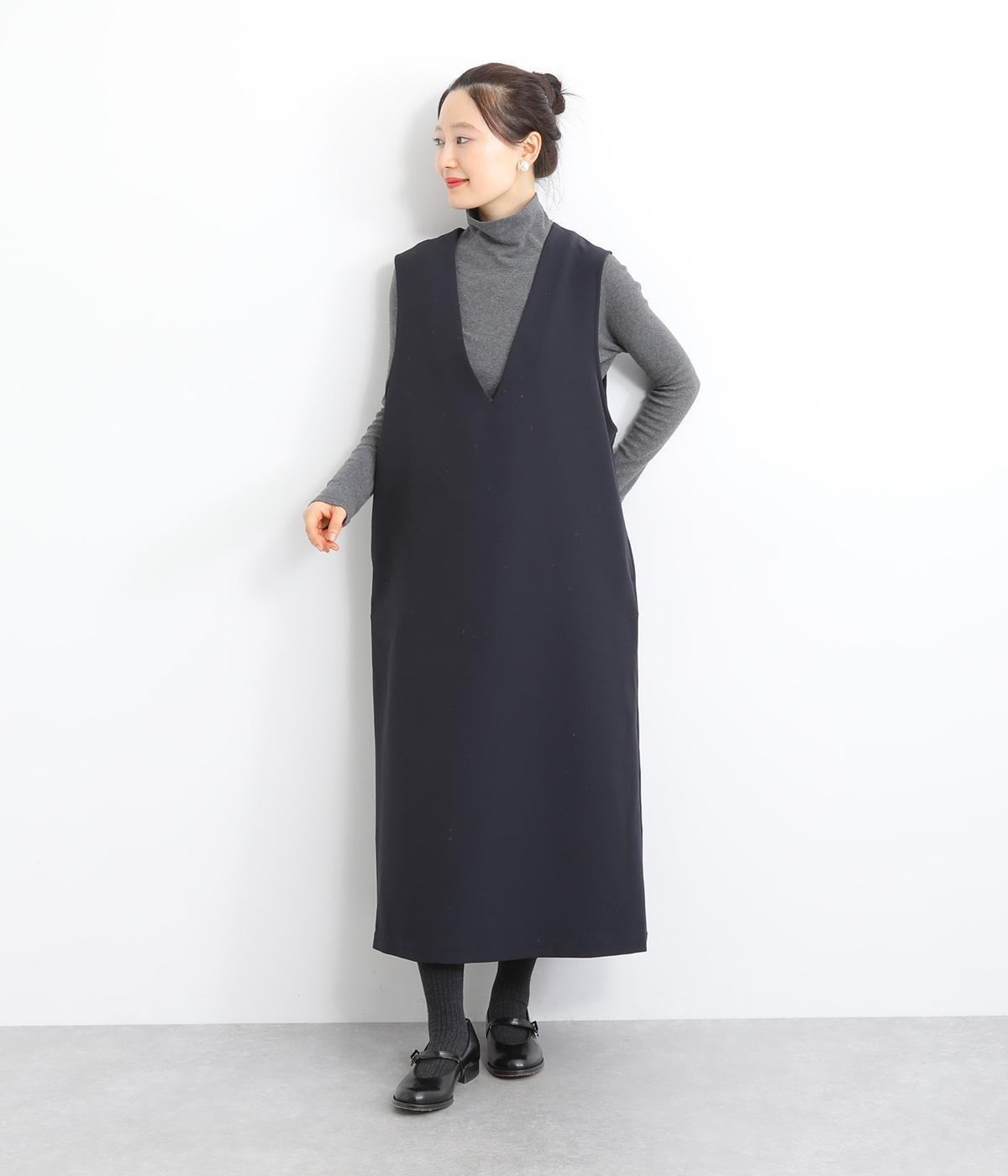 Vネックワンピース(ネイビー-F)