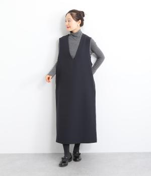 Vネックワンピース(ネイビー-F)