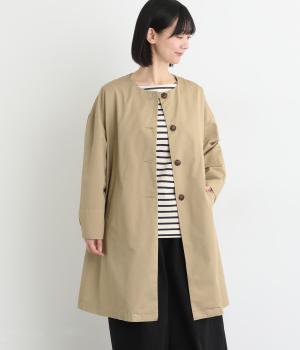 コットンツイルノーカラーコート(ベージュ-F)