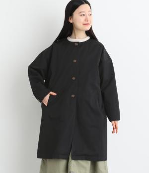 コットンツイルノーカラーコート(ブラック-F)