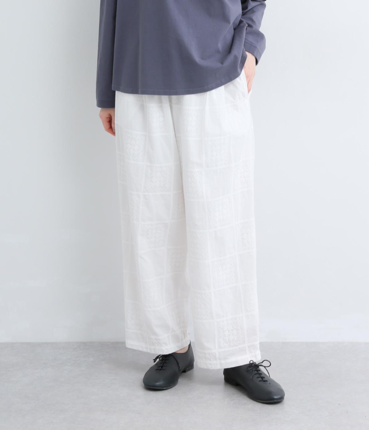 コットンクロスステッチイージーパンツ(オフホワイト-F)