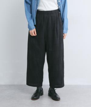 コットンクロスステッチイージーパンツ(ブラック-F)