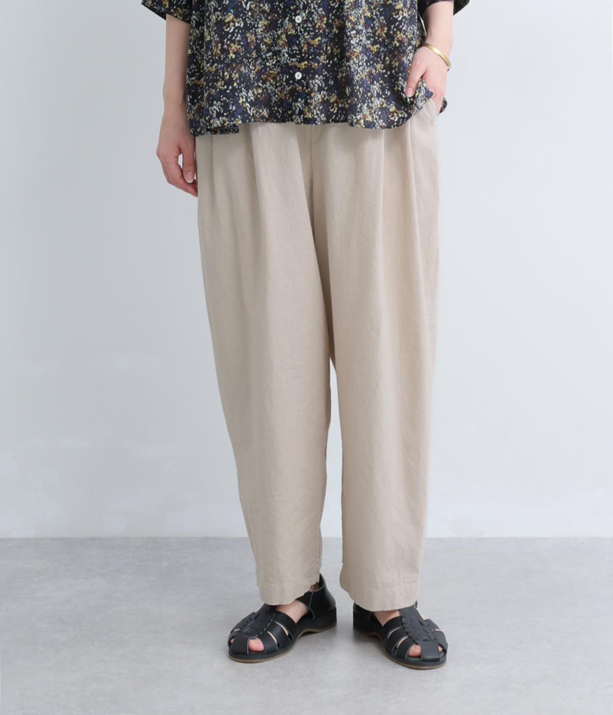 コットンリネンキャンバスコクーンパンツ(サンドベージュ-F)