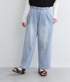 8.5ozコットンデニム(ブラスト加工)デニムフェードイージーパンツ