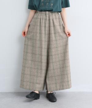 コットンリネン先染チェックペンギンパンツ(ブラウンチェック-F)