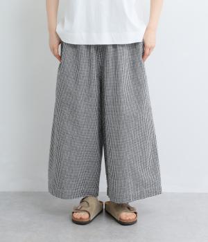 コットンリネン先染めルーミーパンツ