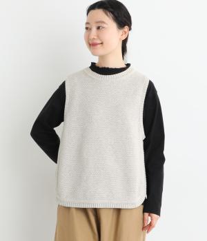 コットンニットサイドスリットベスト(鹿の子編み)