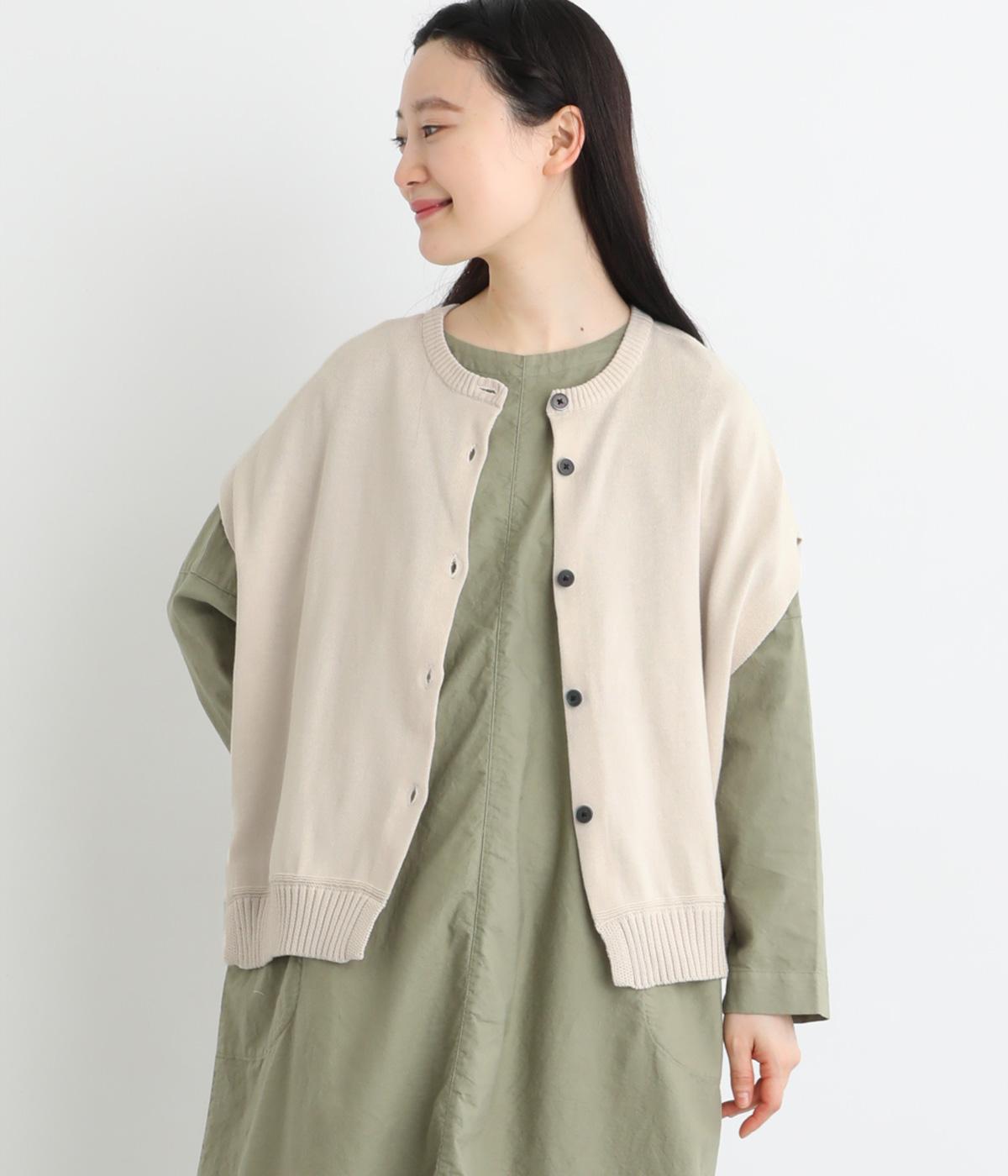 コットンニット2wayサイドオープンベスト(バニラ-F)