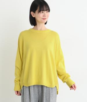 コットンニットラウンドヘムワイドプルオーバー(レモン-F)