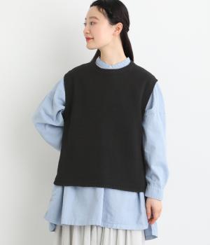 コットンテープヤーンサイドスリットベスト(ブラック-F)