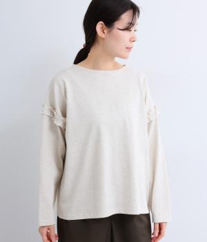 OE度詰め天竺フリル切替ボートネック