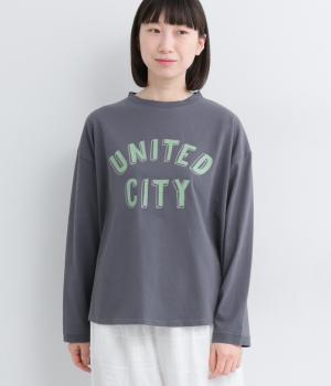 OE天竺3Dロゴプリントワイドプルオーバー(アッシュブルー-F)