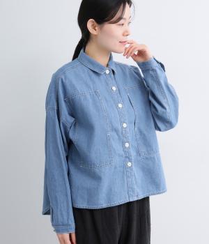 ライトオンスコットンリネンデニムプリズナーシャツ