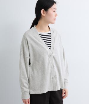 ミニ裏毛Vネックワイドカーディガン(トップグレー-F)