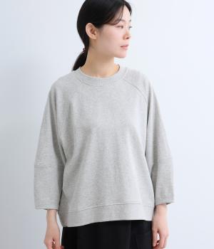 ミニ裏毛コクーン袖ラグランプルオーバー(8分袖)(トップグレー-F)