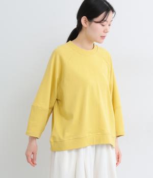ミニ裏毛コクーン袖ラグランプルオーバー(8分袖)(イエロー-F)