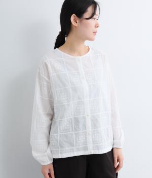 コットンクロスステッチ2wayドロストブラウス