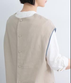 コットンリネンキャンバスAHリブ配色B釦FB差ベスト