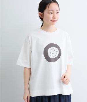 コットンラフィ天竺LP時計Tシャツ(オフホワイト-F)