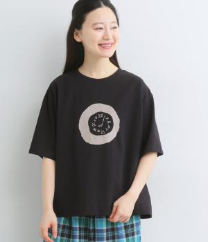 コットンラフィ天竺LP時計Tシャツ(ブラック-F)