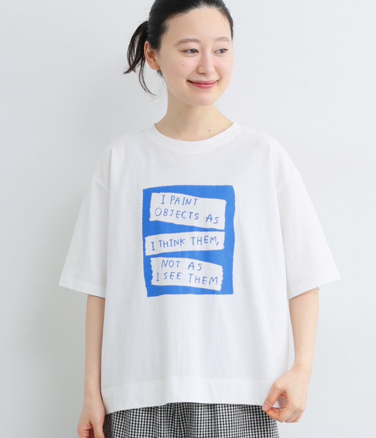 コットンラフィ天竺ペイントTシャツ(オフホワイト-F)
