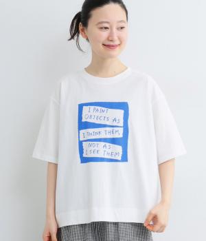コットンラフィ天竺ペイントTシャツ(オフホワイト-F)