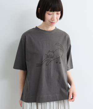 コットンラフィ天竺猫と鮭缶とTシャツ